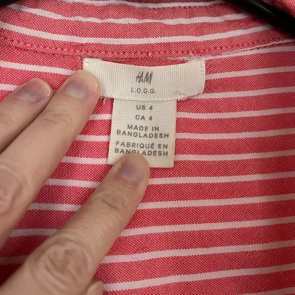 H&M Red and White Striped Casual Shirt - Picture 3 of 5